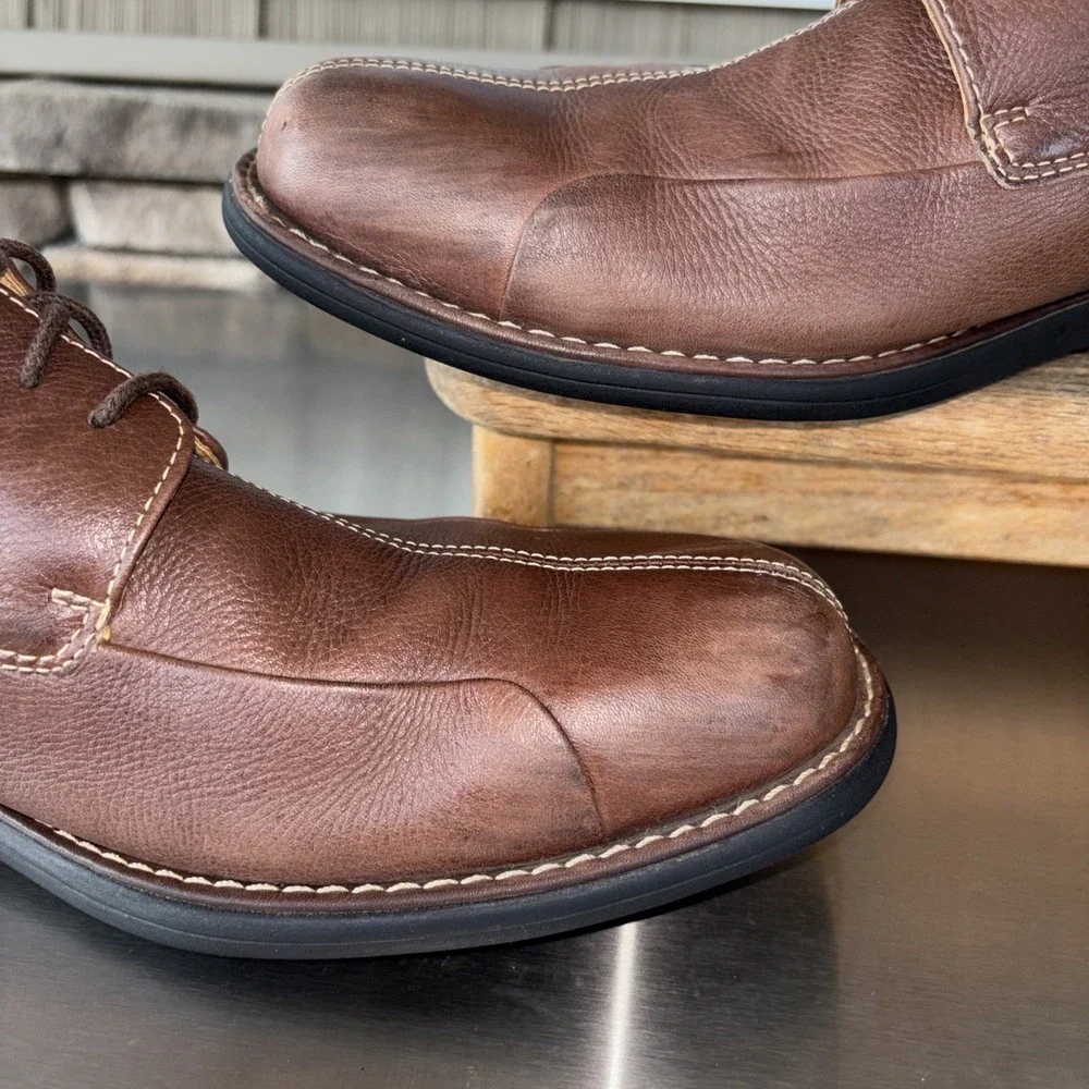 Johnston & Murphy Brown Sheepskin Lined Leather Oxford Shoes Men's 13 M Brazil